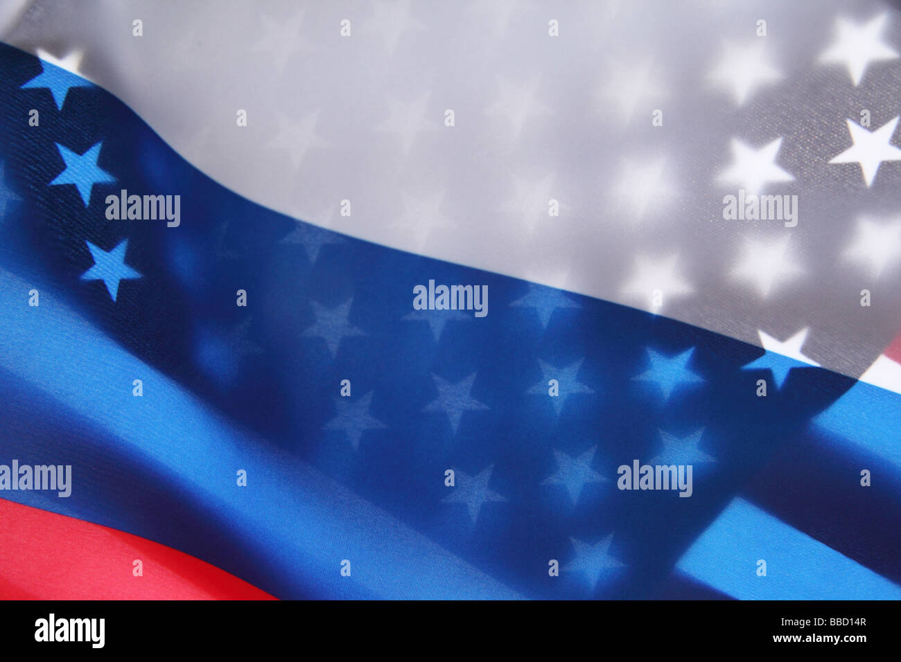 Flagge von Russland und den USA Stockfoto