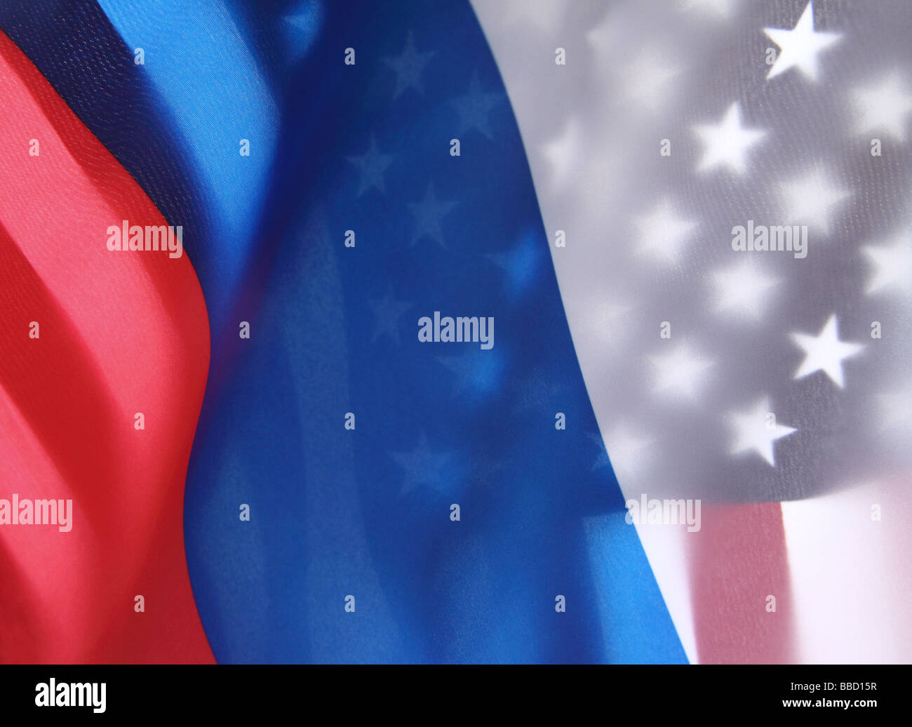 Flagge von Russland und den USA Stockfoto
