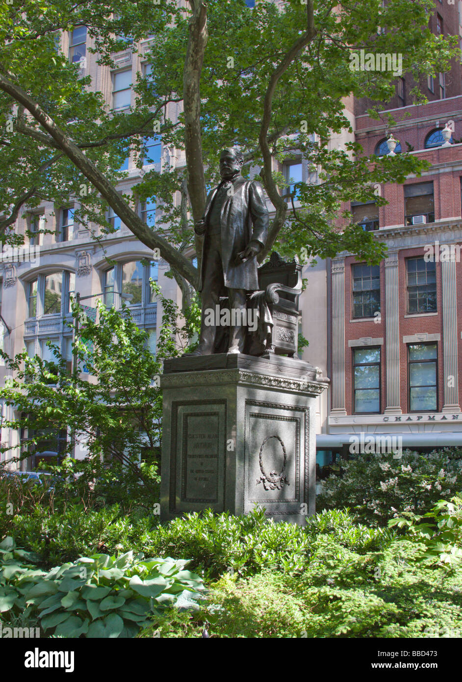 Statue von Präsident Chester A. Arthur im Madison Square Garden, New York NY USA Stockfoto