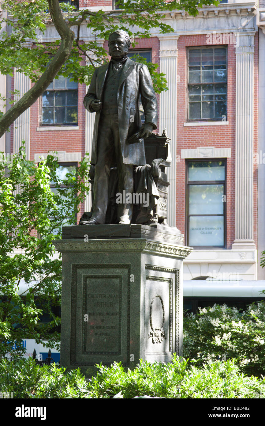 Statue von Präsident Chester A. Arthur im Madison Square Garden, New York NY USA Stockfoto