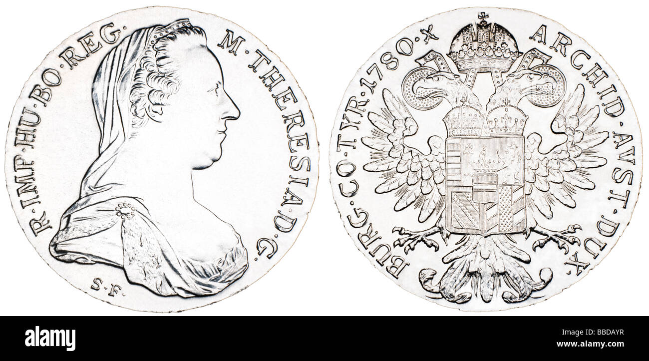 Maria Theresa Silber Thaler - österreichische Münze, die weltweit als akzeptabel Währung verwendet Stockfoto
