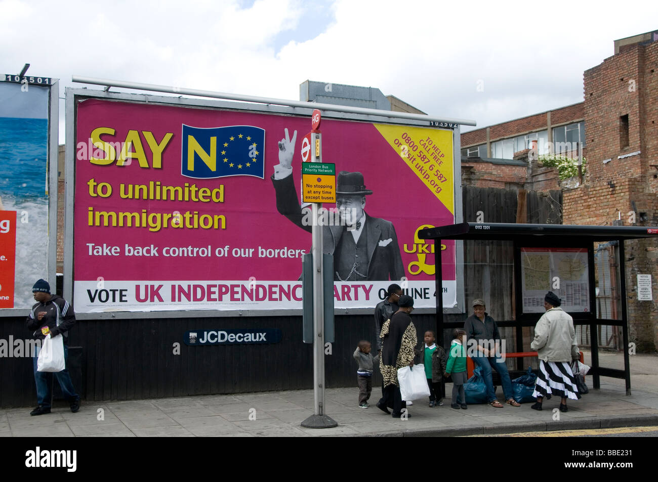 Hackney Road UKIP (UK Independence Party) Wahl Plakat 2009 Europawahl Stockfoto