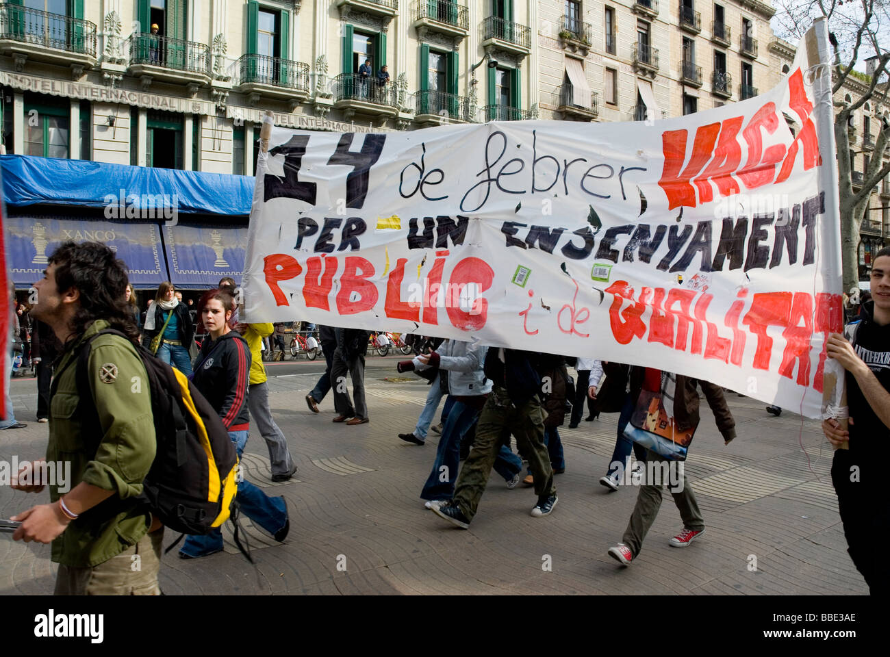 Manifestation in Barcelona - Spanien Stockfoto
