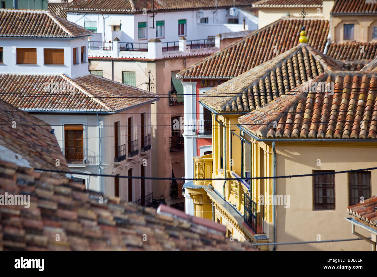 Blick von der Dachterrasse in Granada Spanien Stockfoto