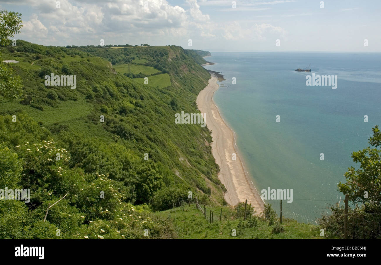 Die Südküste von Devon Blick nach Osten von Dunscombe Klippe über Weston Mund in Richtung Branscombe Stockfoto