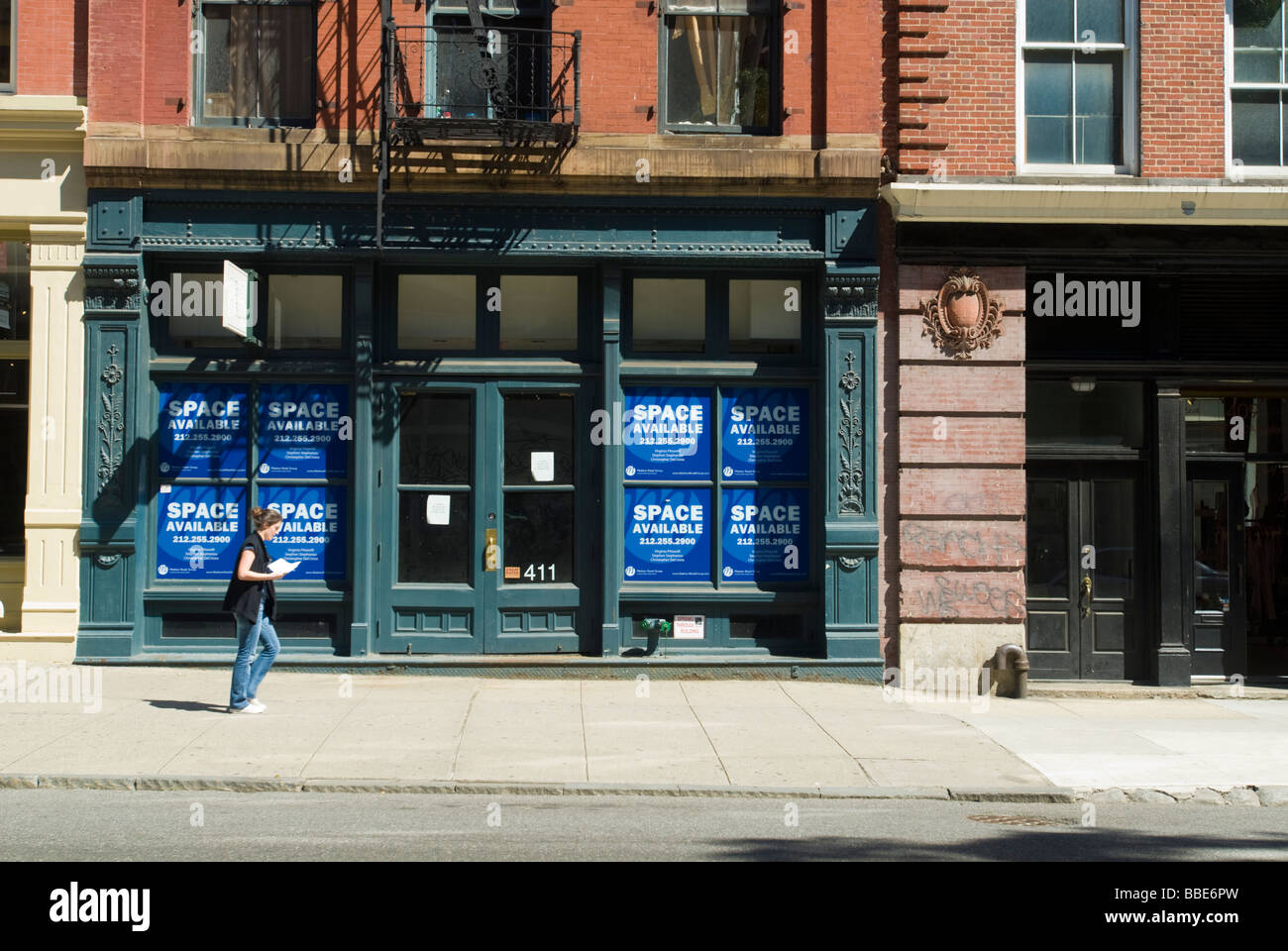 Freie Verkaufsfläche am West Broadway im Stadtteil Soho in New York Stockfoto