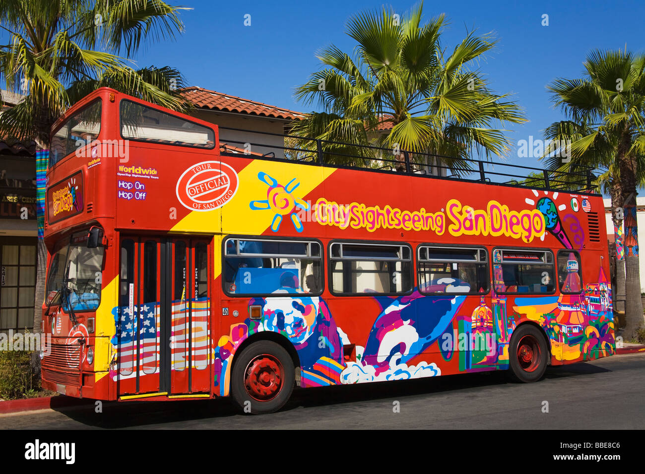 San Diego-Tour-Bus; Old Town State Historic Park, San Diego, Kalifornien, USA Stockfoto