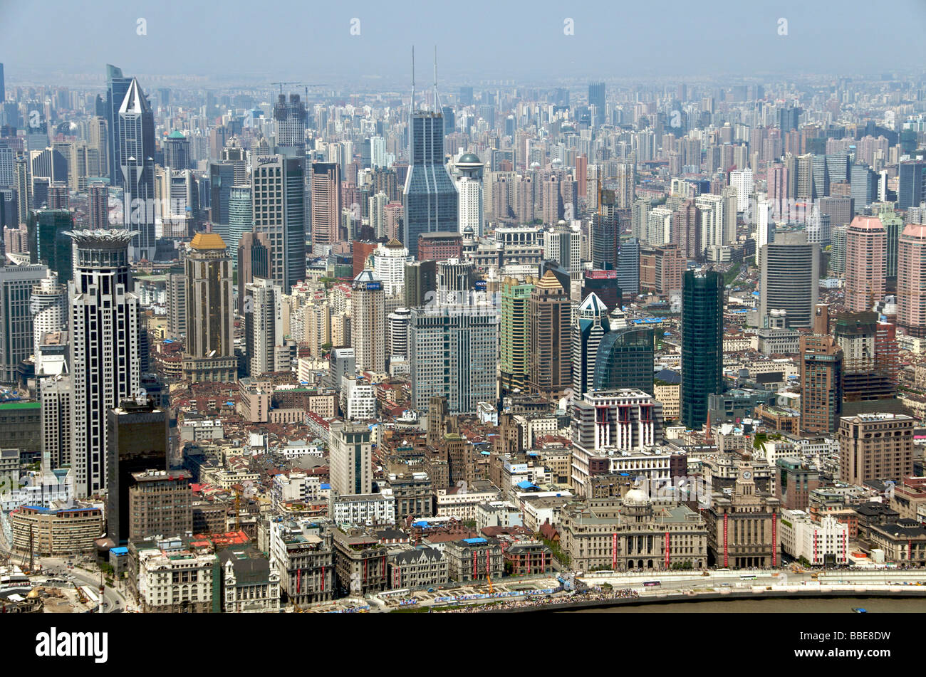 Luftbild-Wolkenkratzer in Shanghai Stockfoto