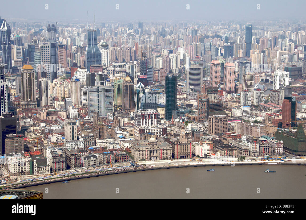 Luftaufnahme der Bund in Shanghai Stockfoto