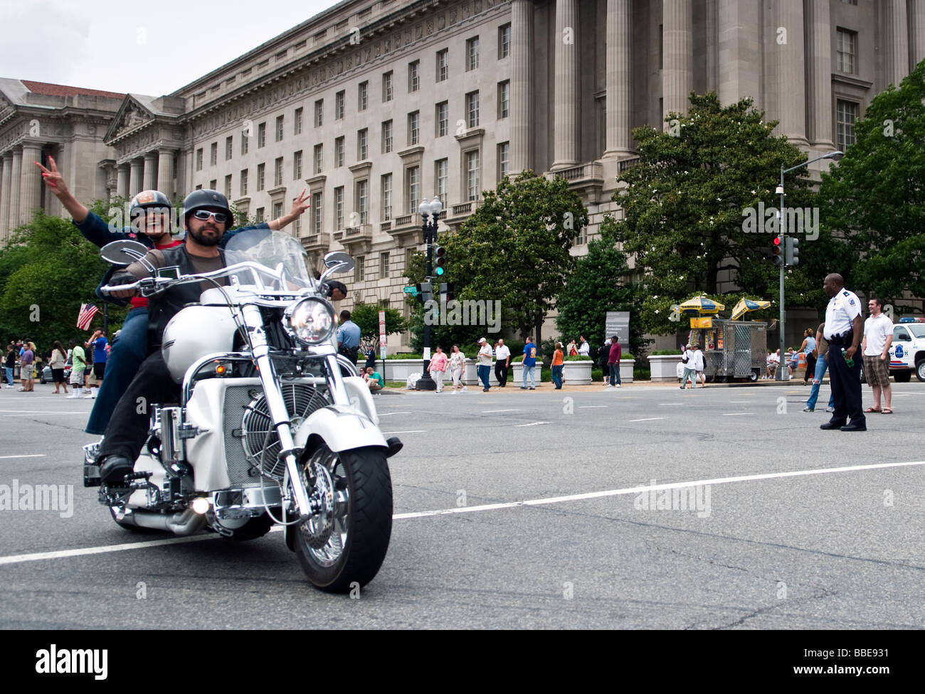 Tausende von Motorrädern auf den Straßen von Washington DC, die jährliche Rolling Thunder Veranstaltung findet legen täglich Memorial. Stockfoto