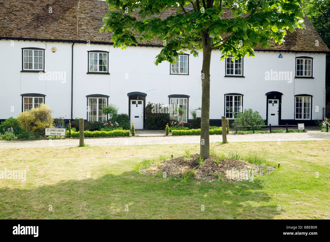 Teraced Häuser auf dem Grün, Wallingford, Oxfordshire, Vereinigtes Königreich Stockfoto