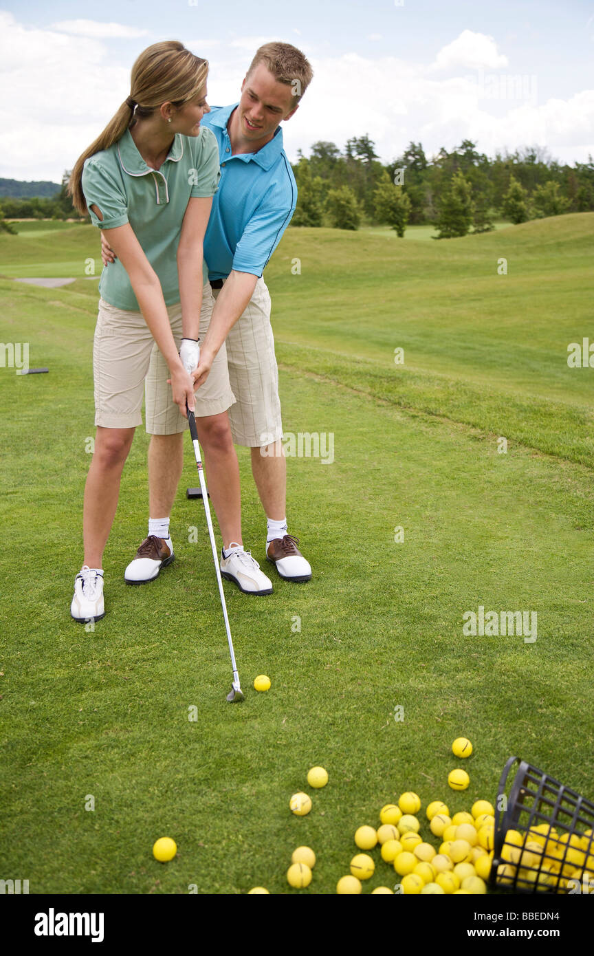 Paar, Golfen, Burlington, Ontario, Kanada Stockfoto
