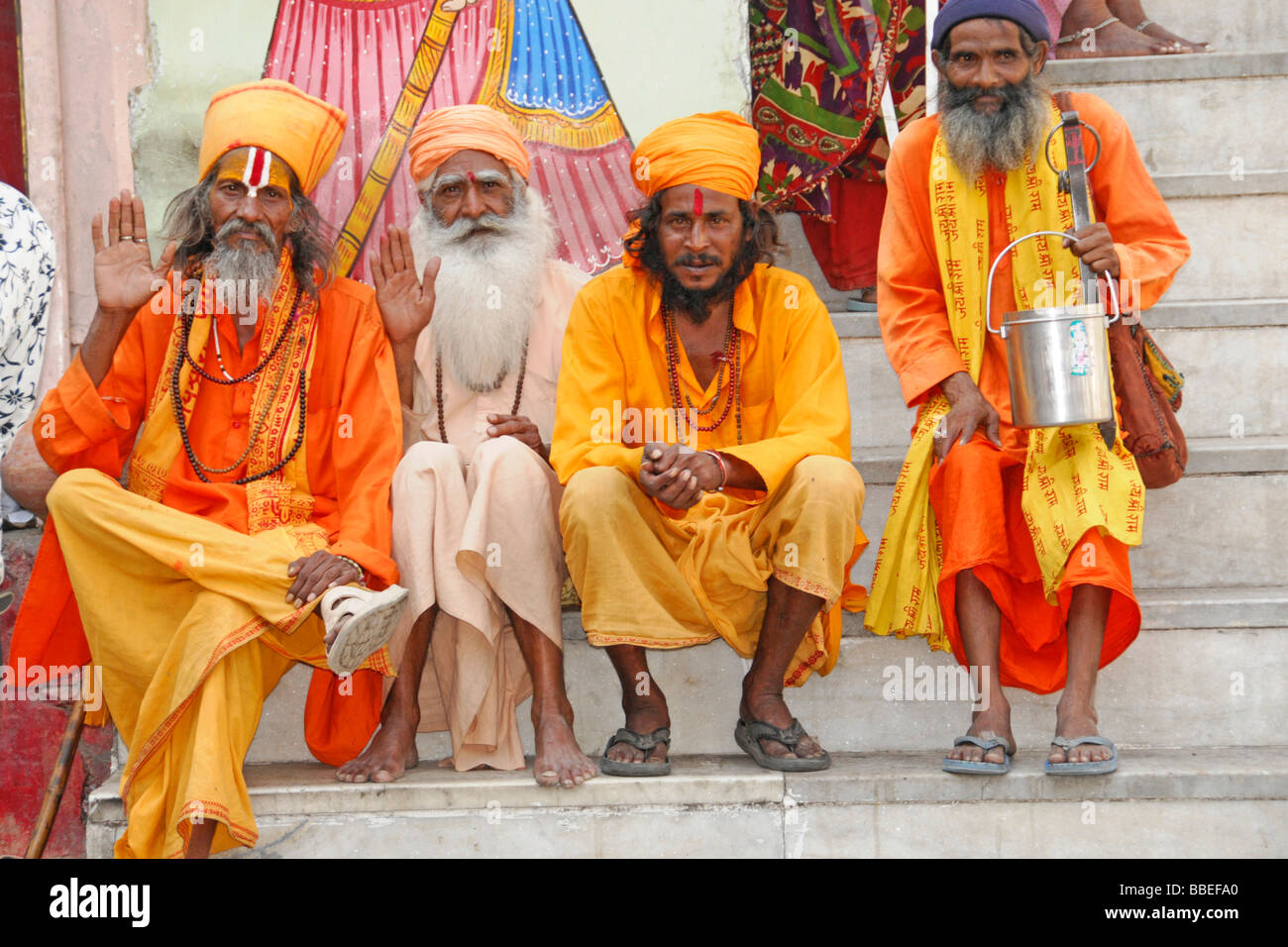 Holymen, Mönche in Rajasthan, Nordindien, Jagdish Tempel, Asien Stockfoto