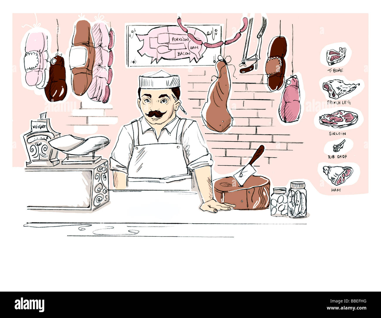 Illustration der Metzger Stockfoto