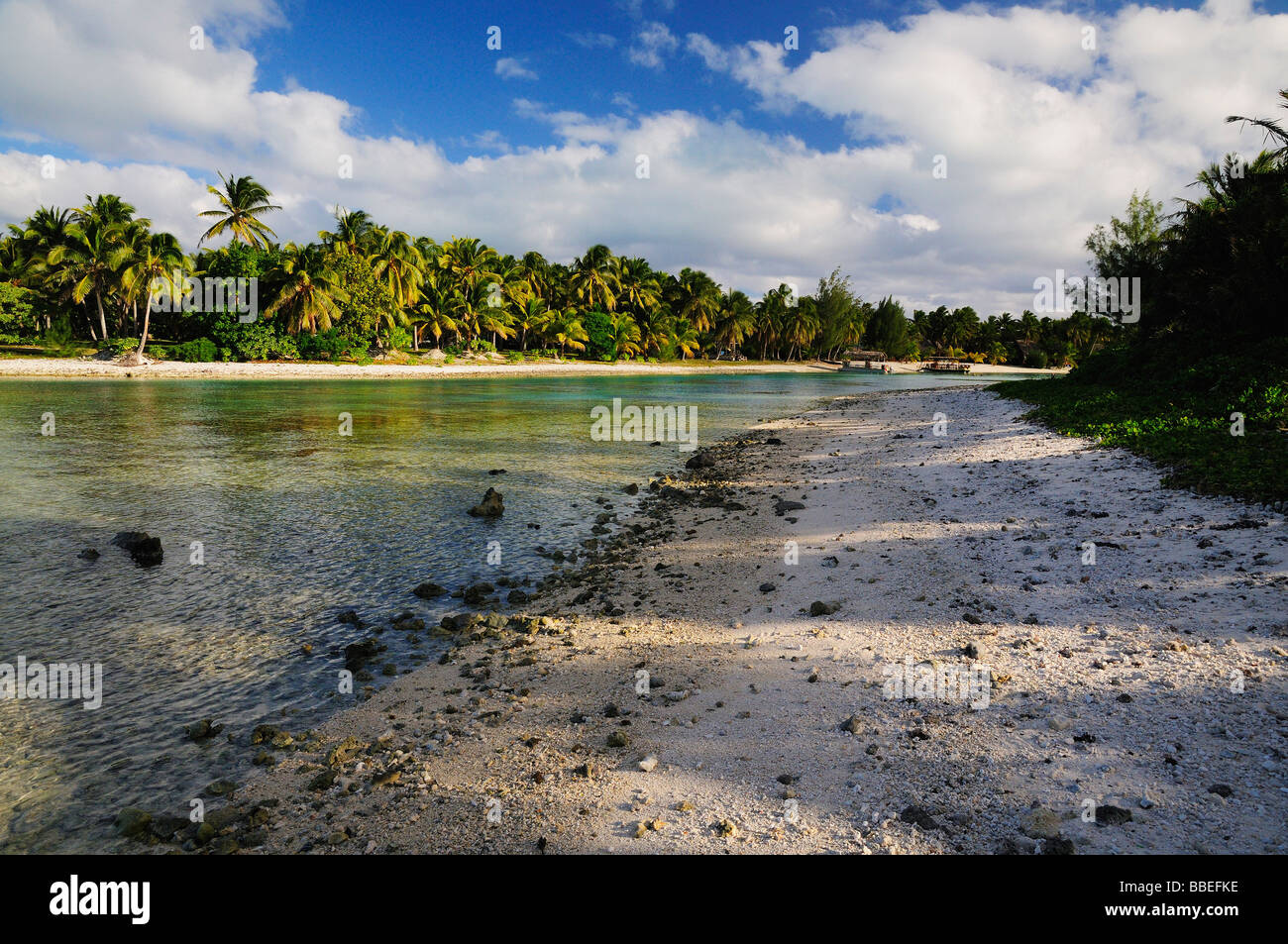 Ootu Strand, Aitutaki, Cook-Inseln, Süd-Pazifik Stockfoto