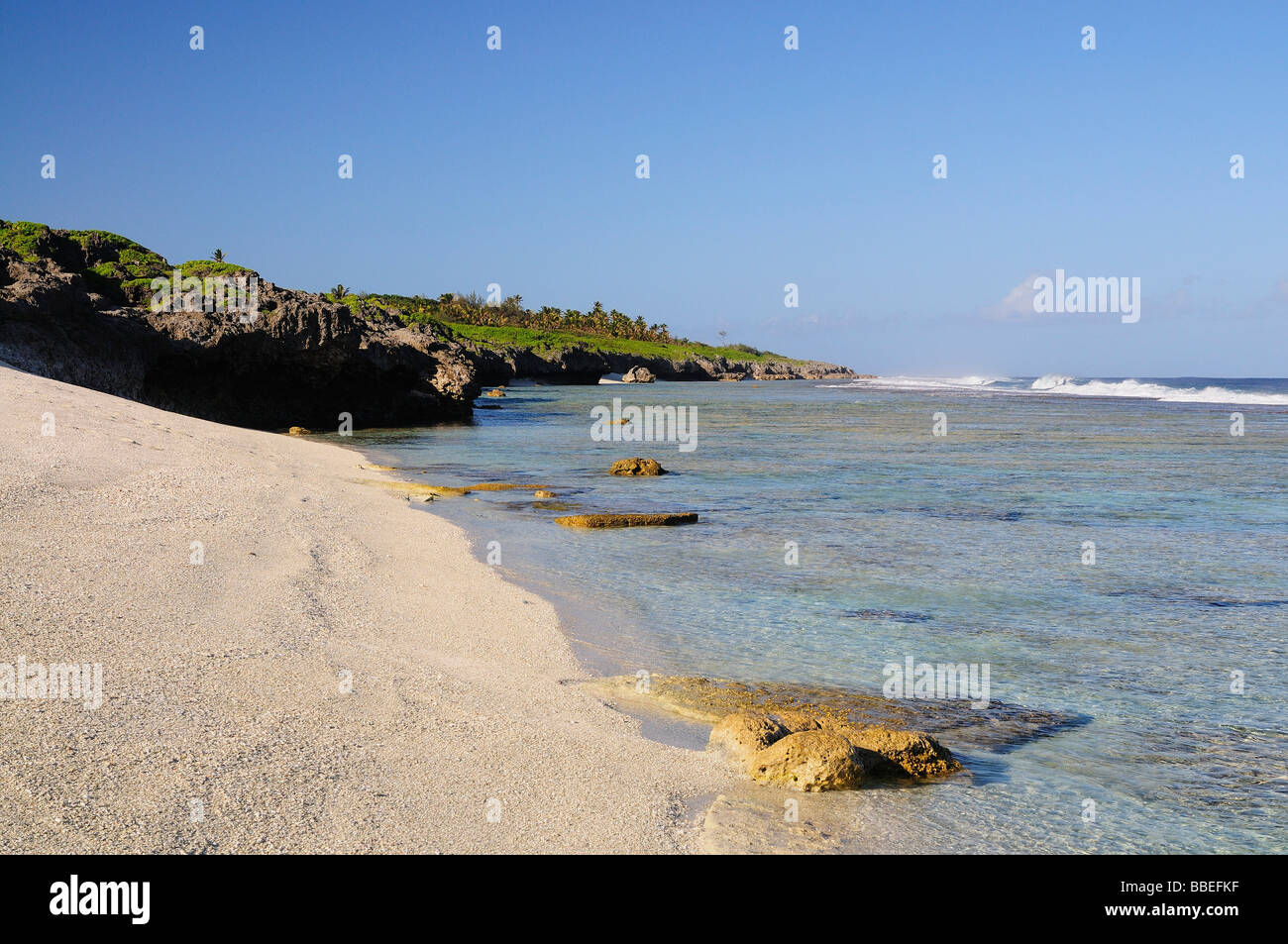 Matai Landung, Atiu, Cook-Inseln, Süd-Pazifik Stockfoto