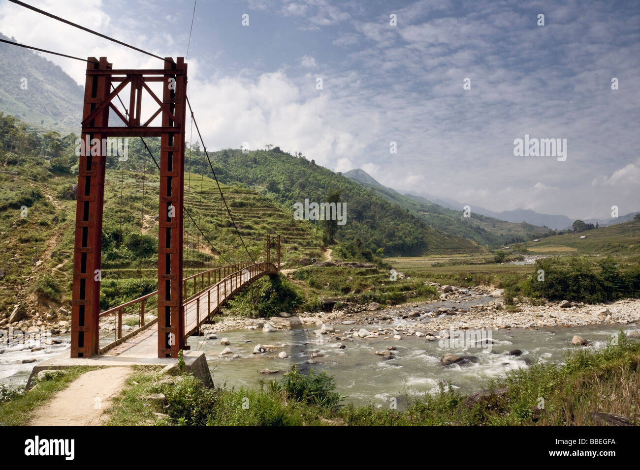 Brücke, Sa Pa, Provinz Lao Cai, Vietnam Stockfoto