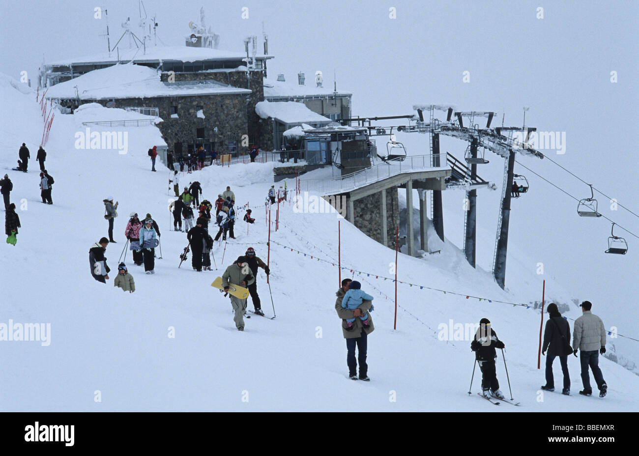 Polen Tatra Kasprowy Wierch Gipfel Skifahrer Stockfoto
