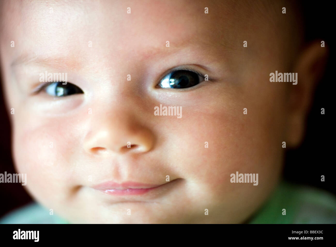 Nahaufnahme von ein zwei Monate altes Baby boy Stockfoto