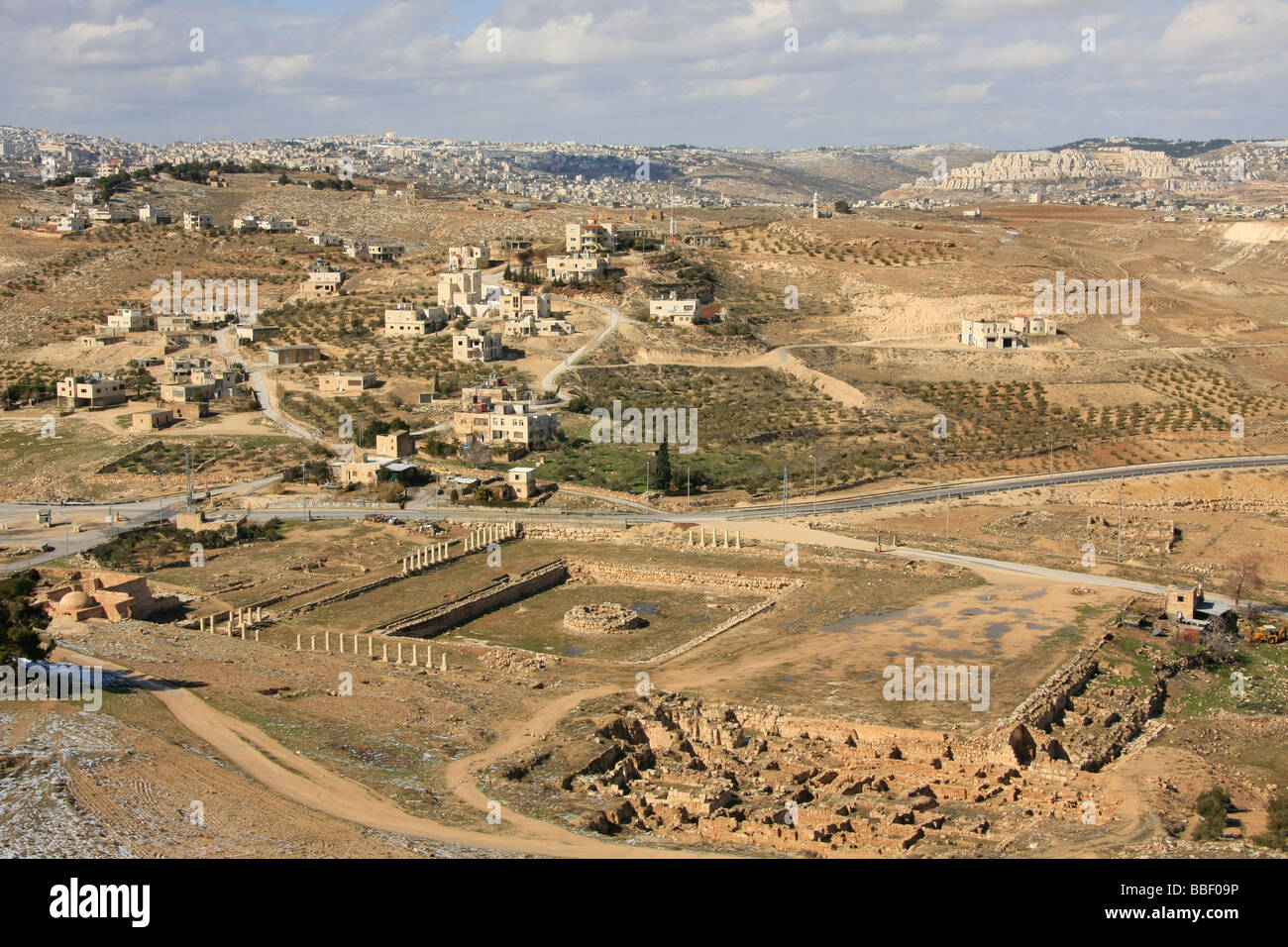 Ein Blick von Herodion Bethlehem ist im Hintergrund Stockfoto