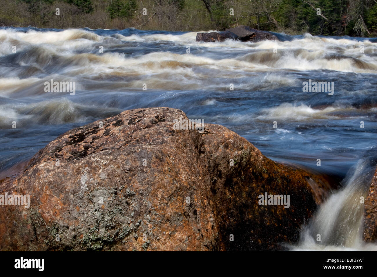 Schnell sind in der Riviere Jacques Cartier Fluß im Parc national De La Jacques Cartier Nationalpark abgebildet Stockfoto