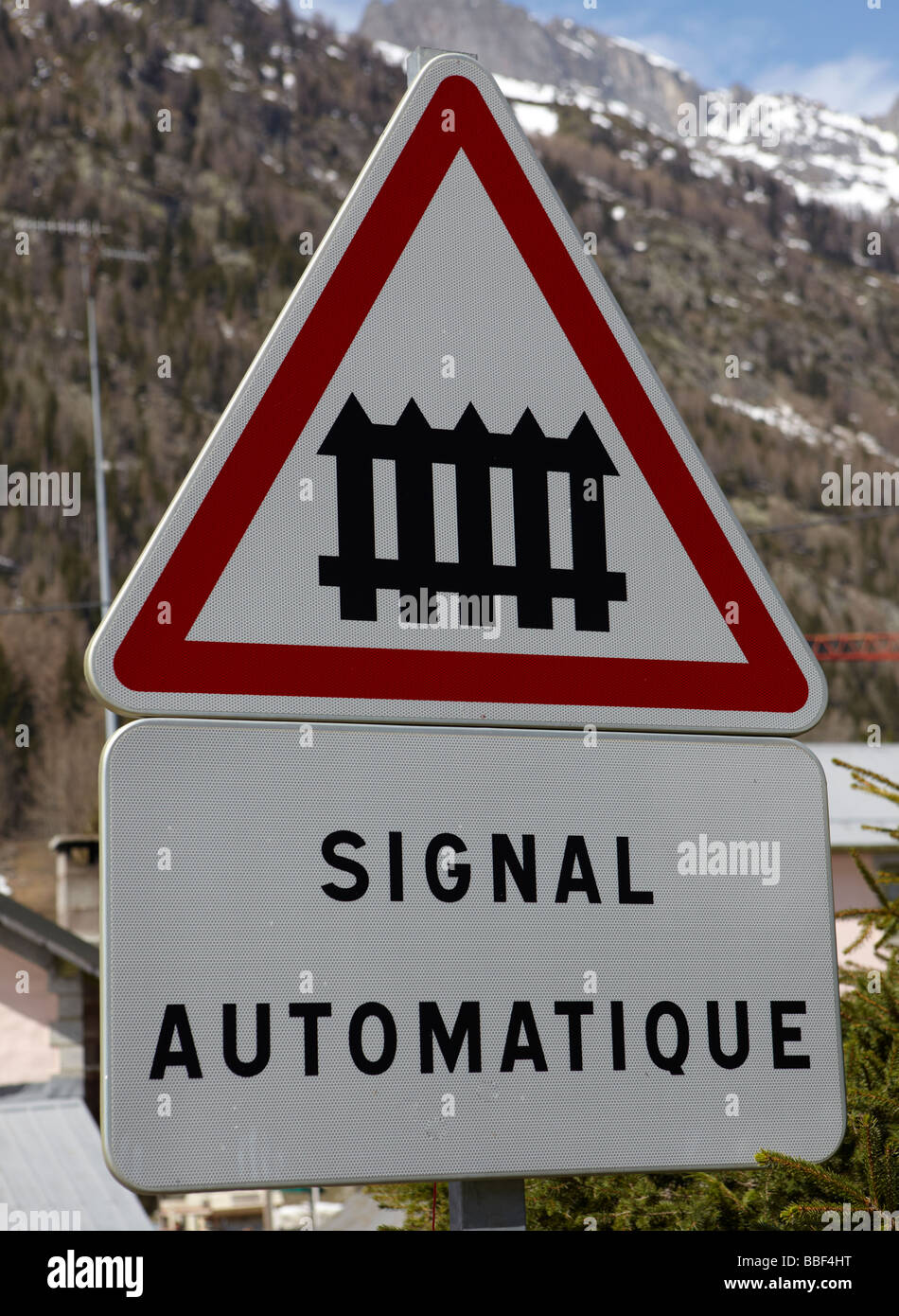 Französische Bahnübergang Schild Frankreich Europa Stockfoto