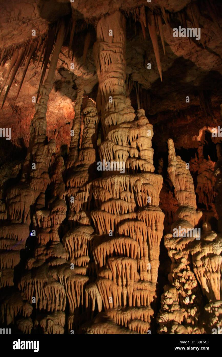 Israel Jerusalem Berge Stalaktiten Höhle Naturschutzgebiet auch genannt Soreq Höhle Stockfoto