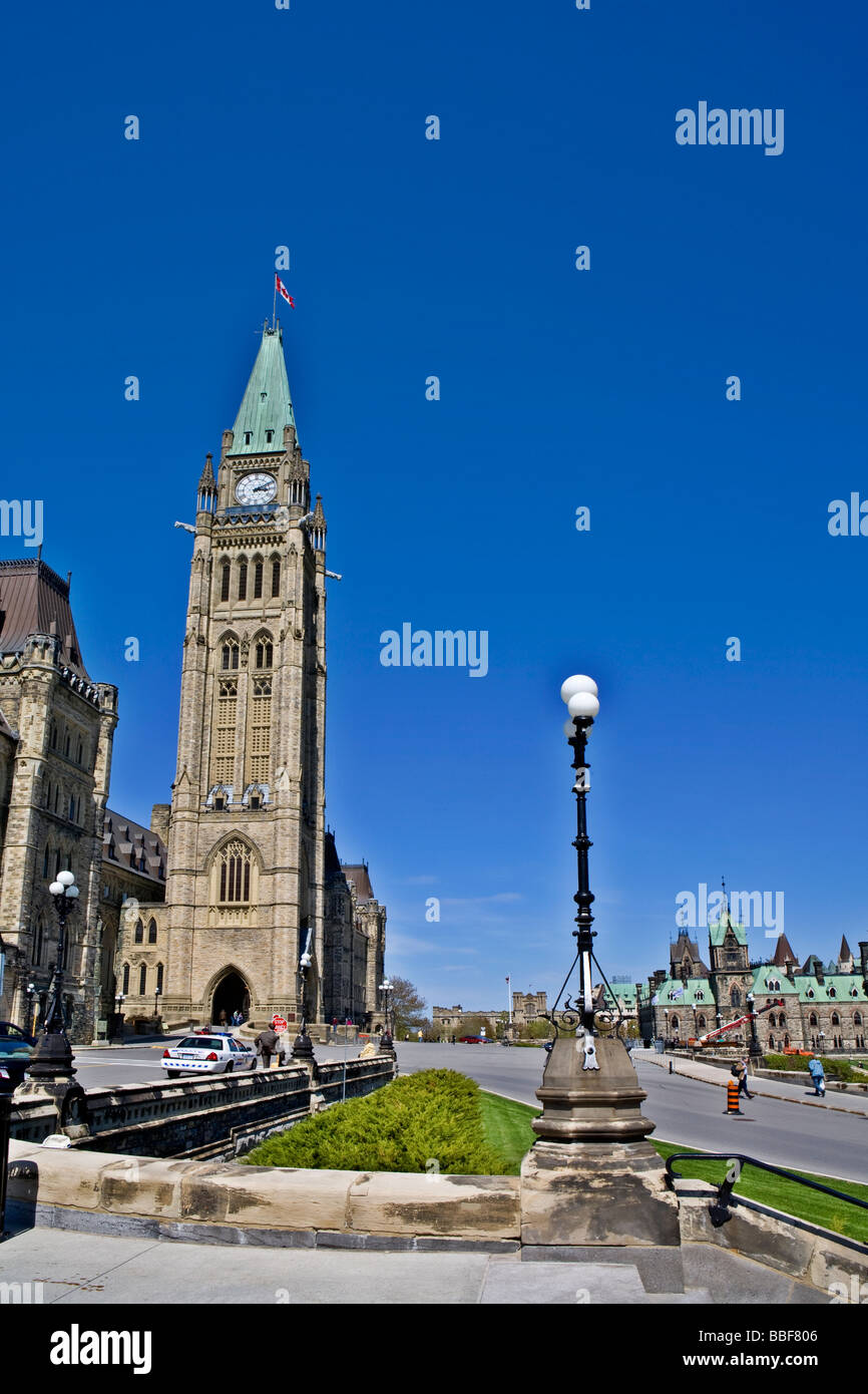 Clock Tower und Eingang Parlamentsgebäude Ottawa Ontario Kanada Stockfoto