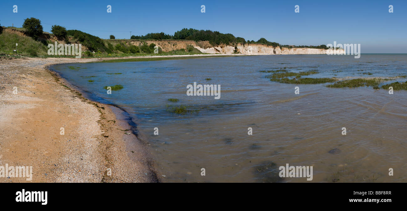 Panoramablick auf Pegwell Bay in Kent. Stockfoto