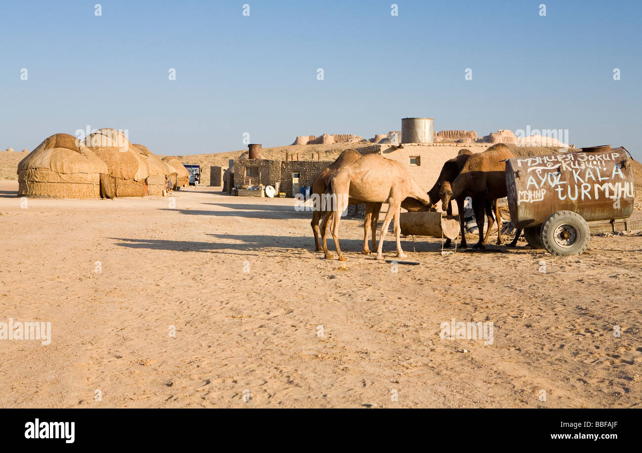 Jurte-Siedlung am Ayaz Qala in Usbekistan Stockfoto