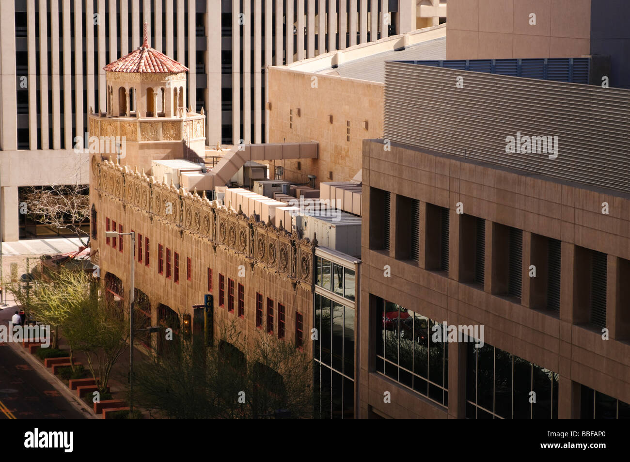 Blick auf Orpheum Theater in der Innenstadt von Phoenix Arizona von oben Stockfoto