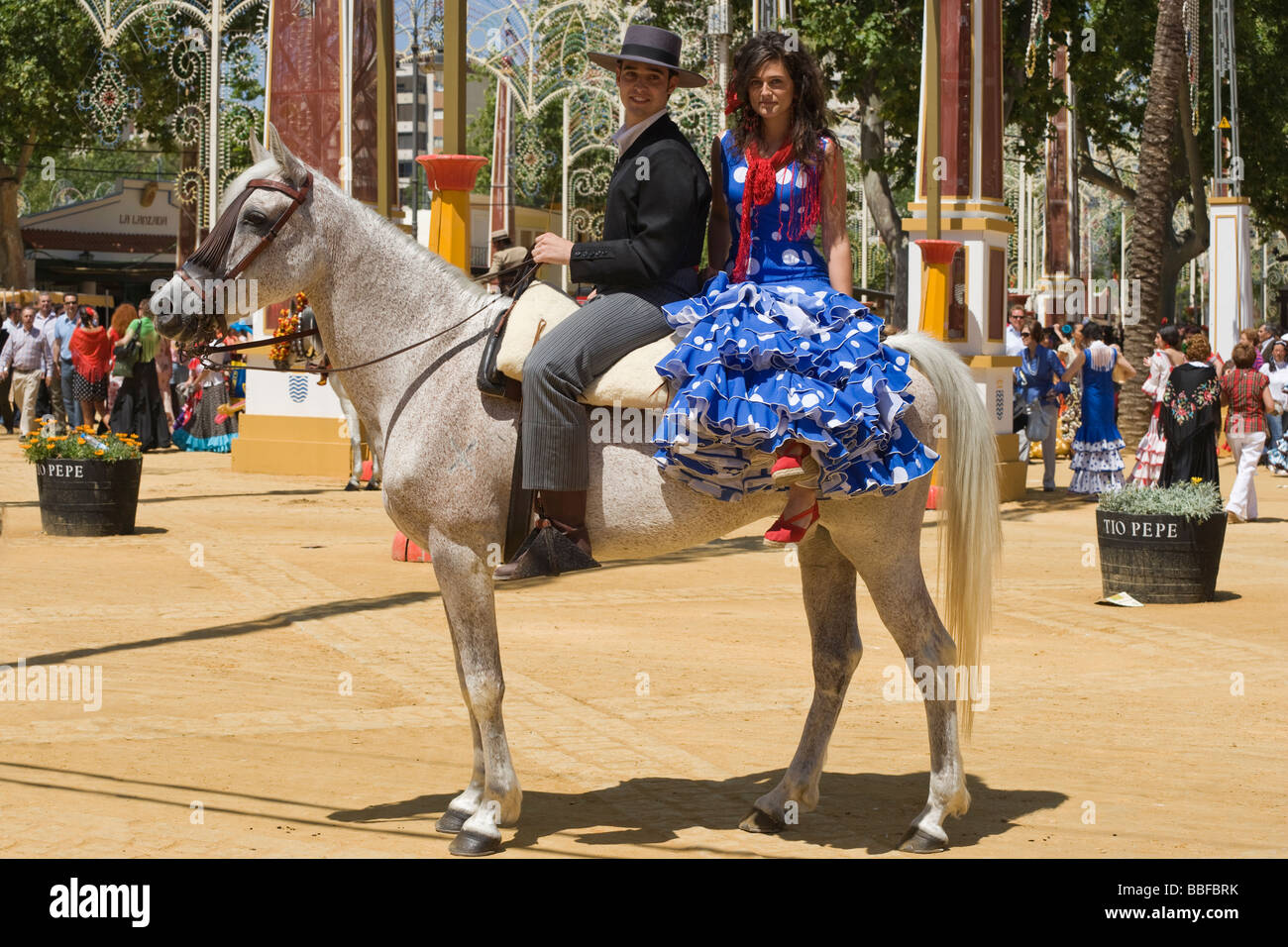 Spanien Andalusien Pferd Messe Tradition Kostüm Spaß Stockfoto