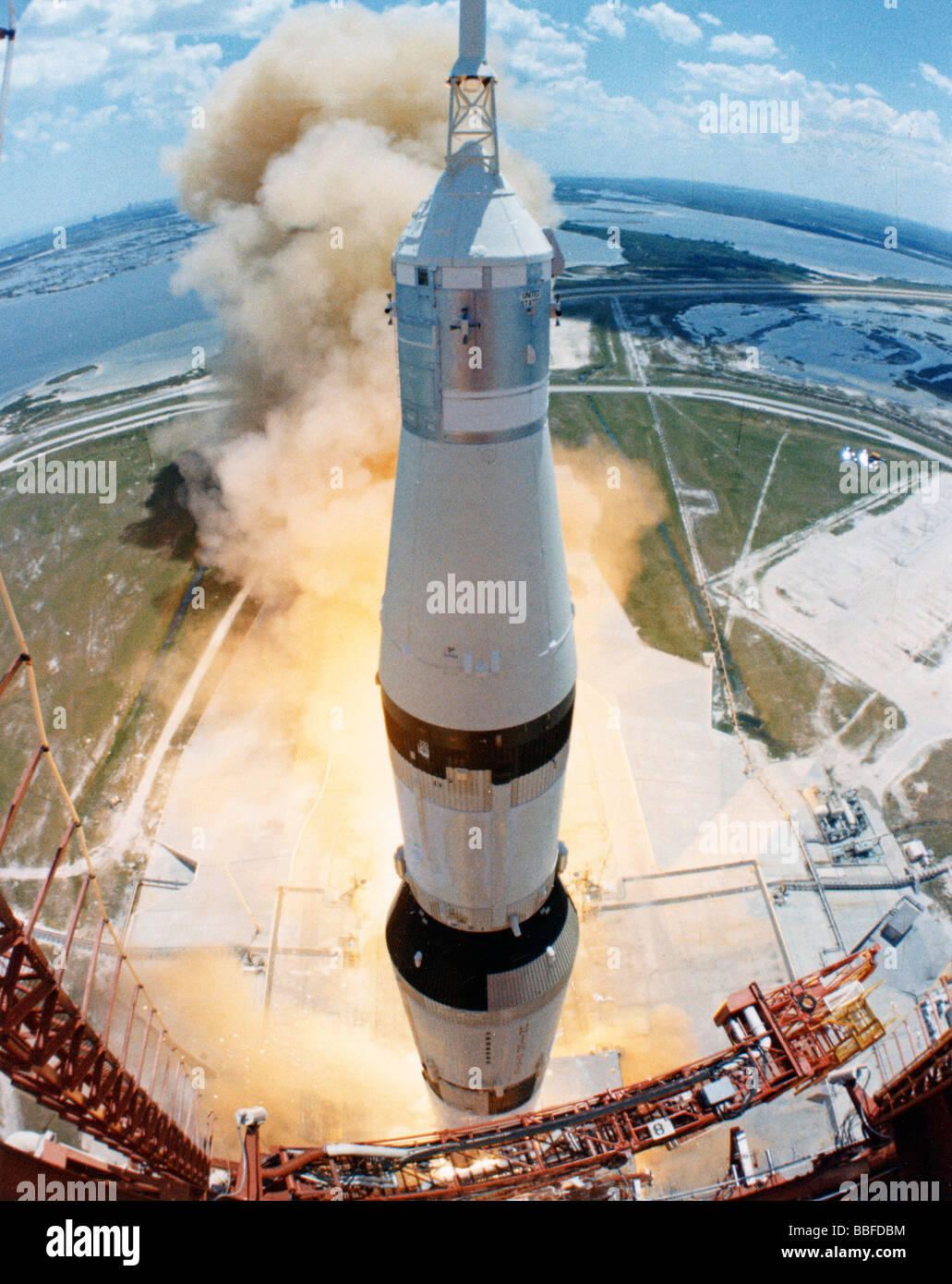 NASA Saturn V-Rakete ab Start Stockfoto