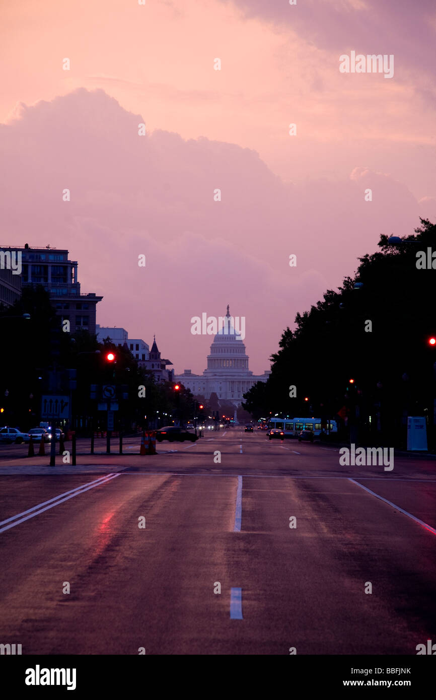 Spektakulären Sonnenaufgang Wolken hinter dem US Capitol Building in Washington D.C. Stockfoto