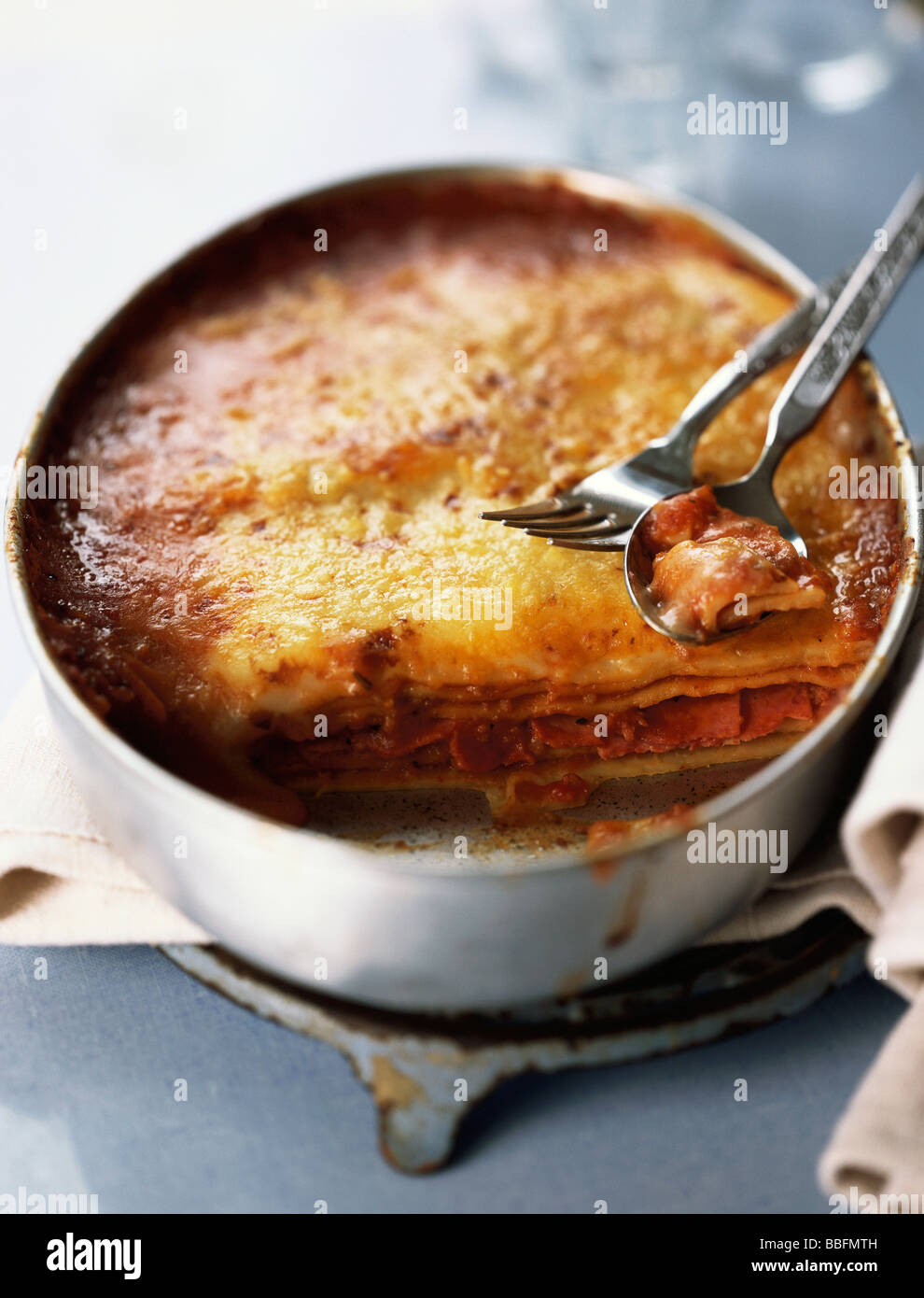 Frisch gebackene Lasagne Stockfoto