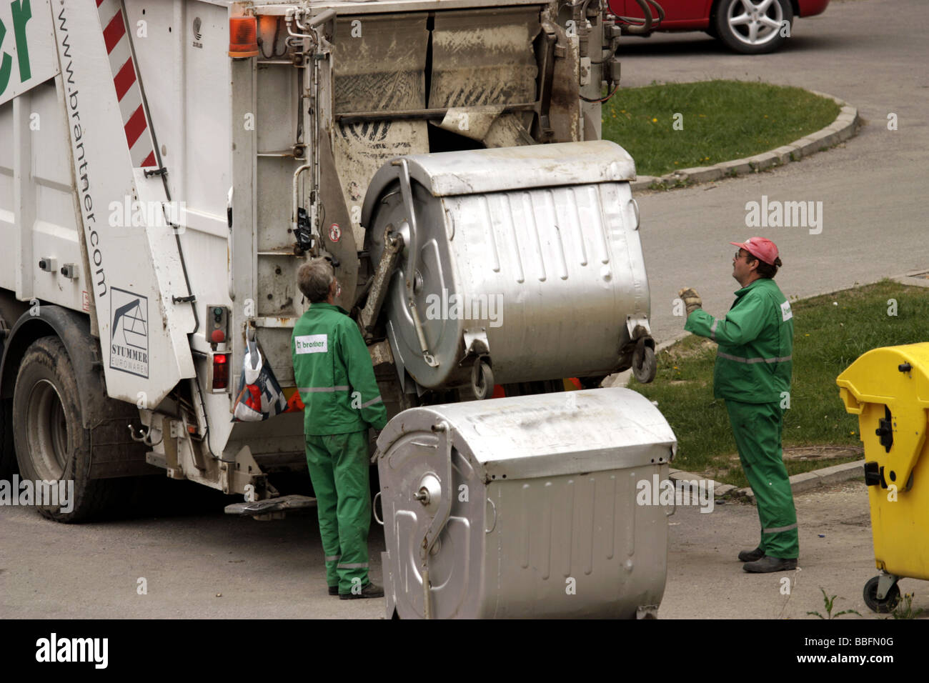 Abfallsammlung Müll städtischen Müllwagen Stockfoto