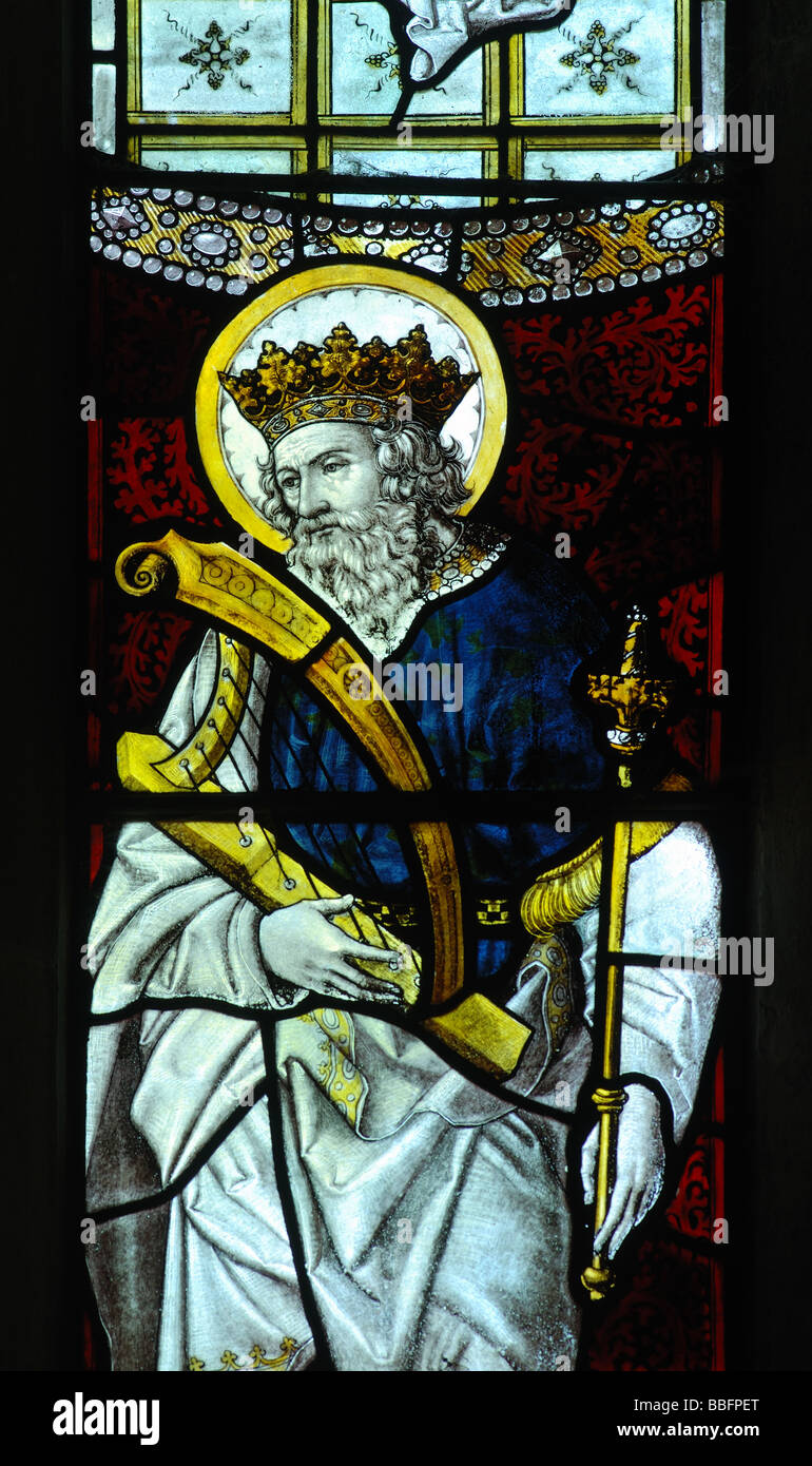 David Glasmalerei, St. Faith Kirche Overbury, Worcestershire, England, UK Stockfoto