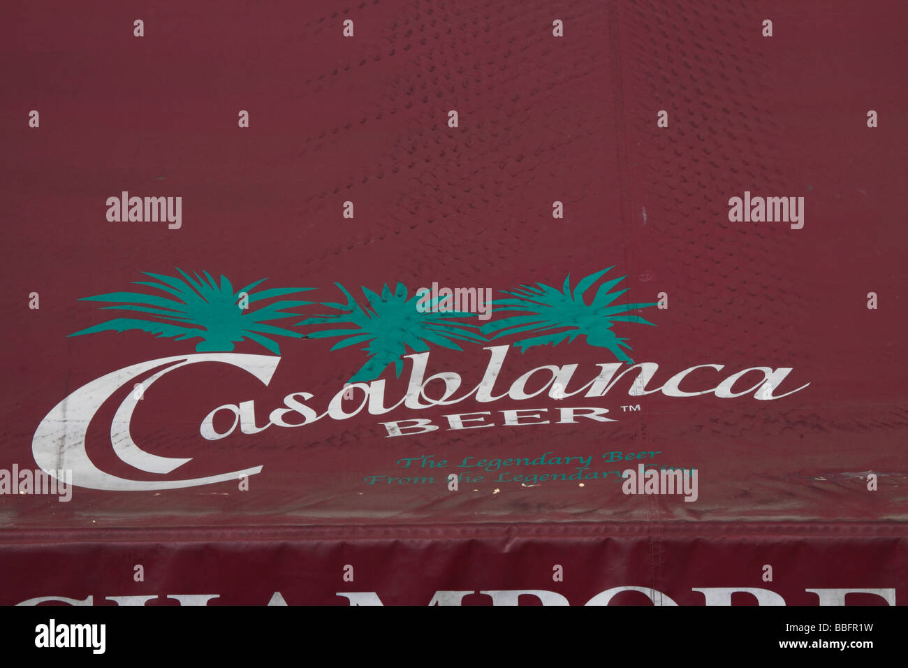 Afrika, Nordafrika, Marokko, Casablanca, Restaurant, Bier-Zeichen Stockfoto