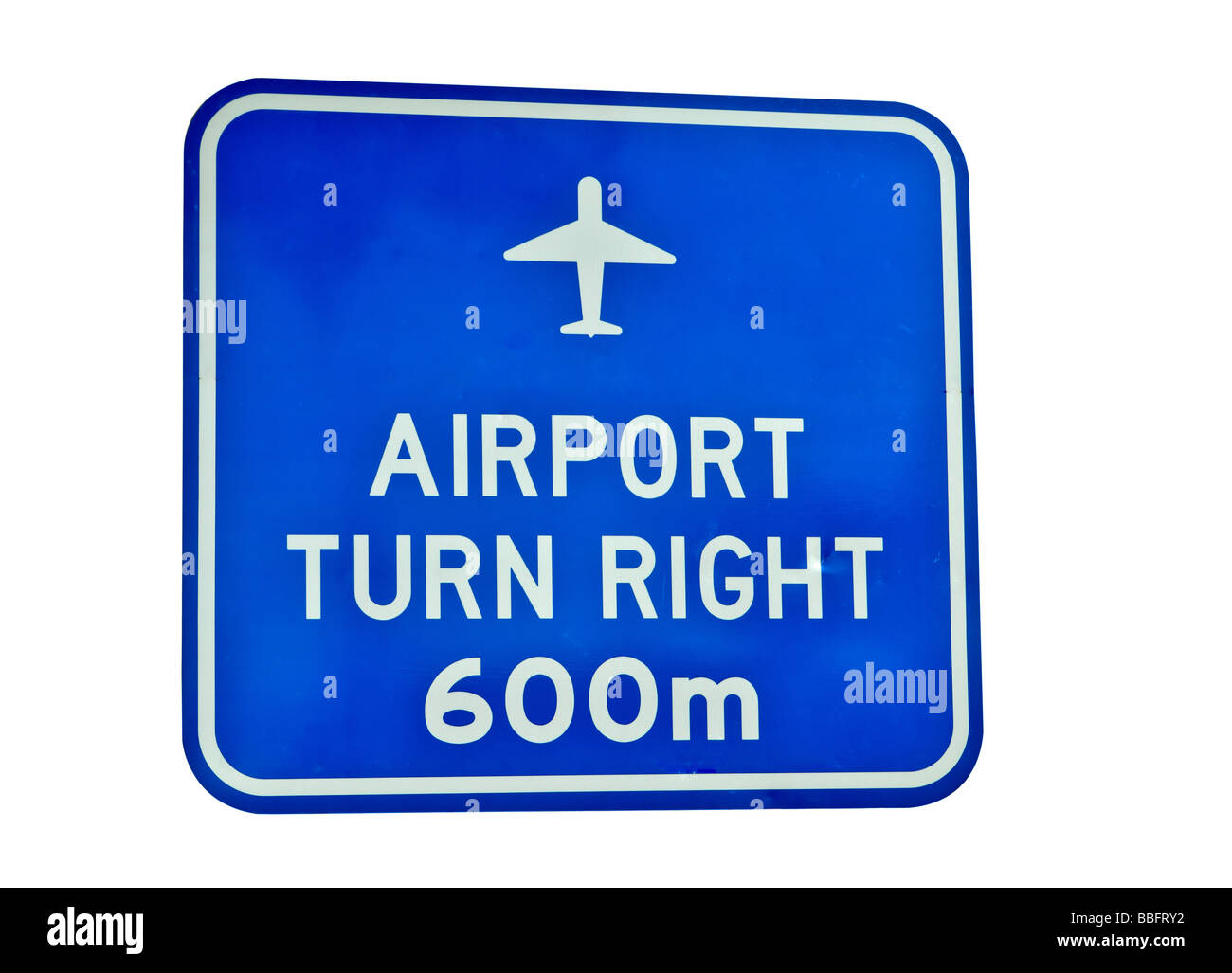 Straße Zeichen, die eine Richtung Flughafen weiter detailliert Stockfoto