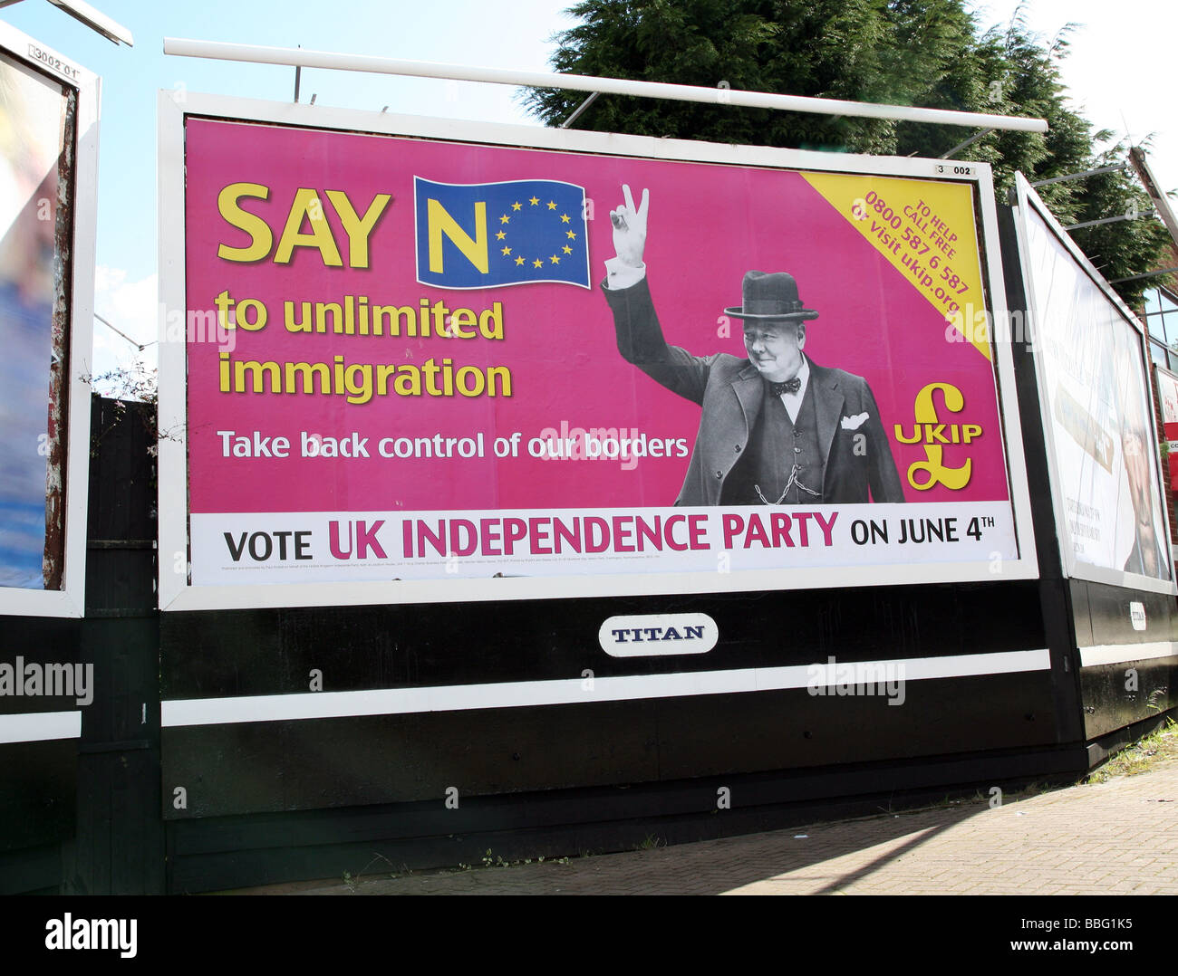 UKIP-Plakat für die Europawahlen in Dudley, West Midlands Stockfoto