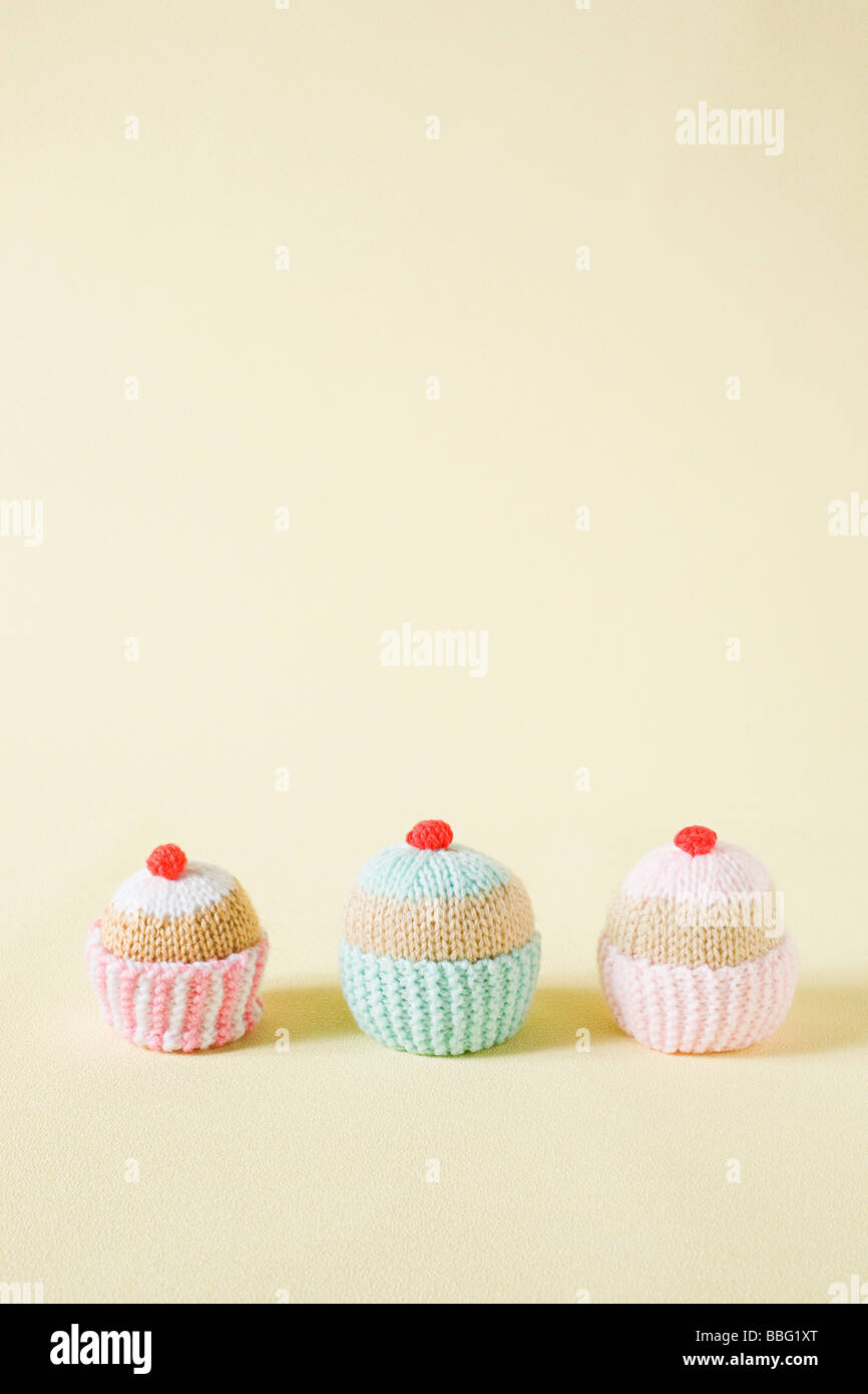 Gestrickte cupcakes Stockfoto
