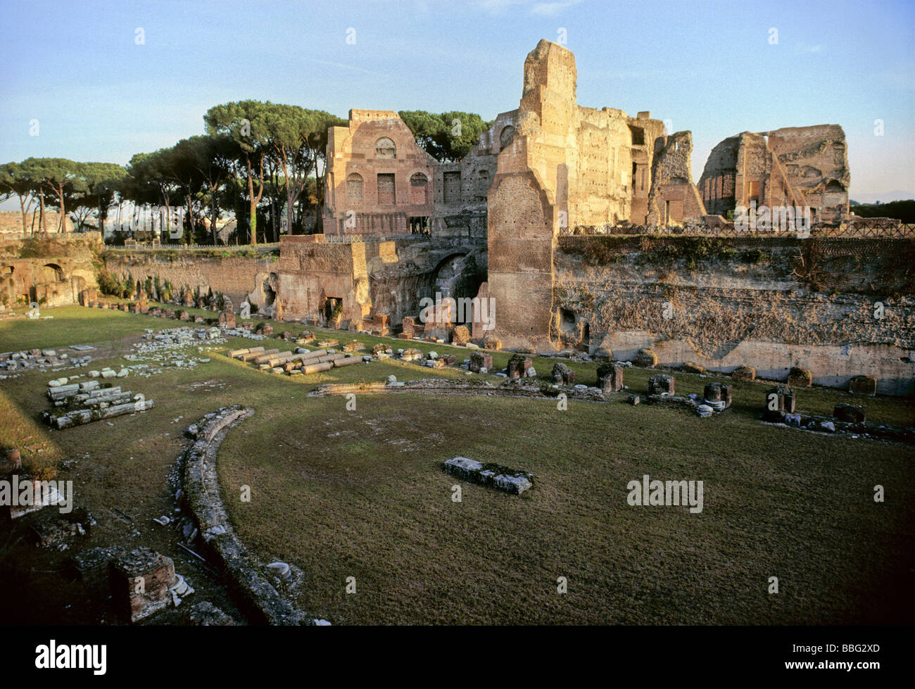 Stadion, Hippodrom, mit imperial Box von Domus Augustana, Palatin, Rom, Latium, Italien, Europa Stockfoto