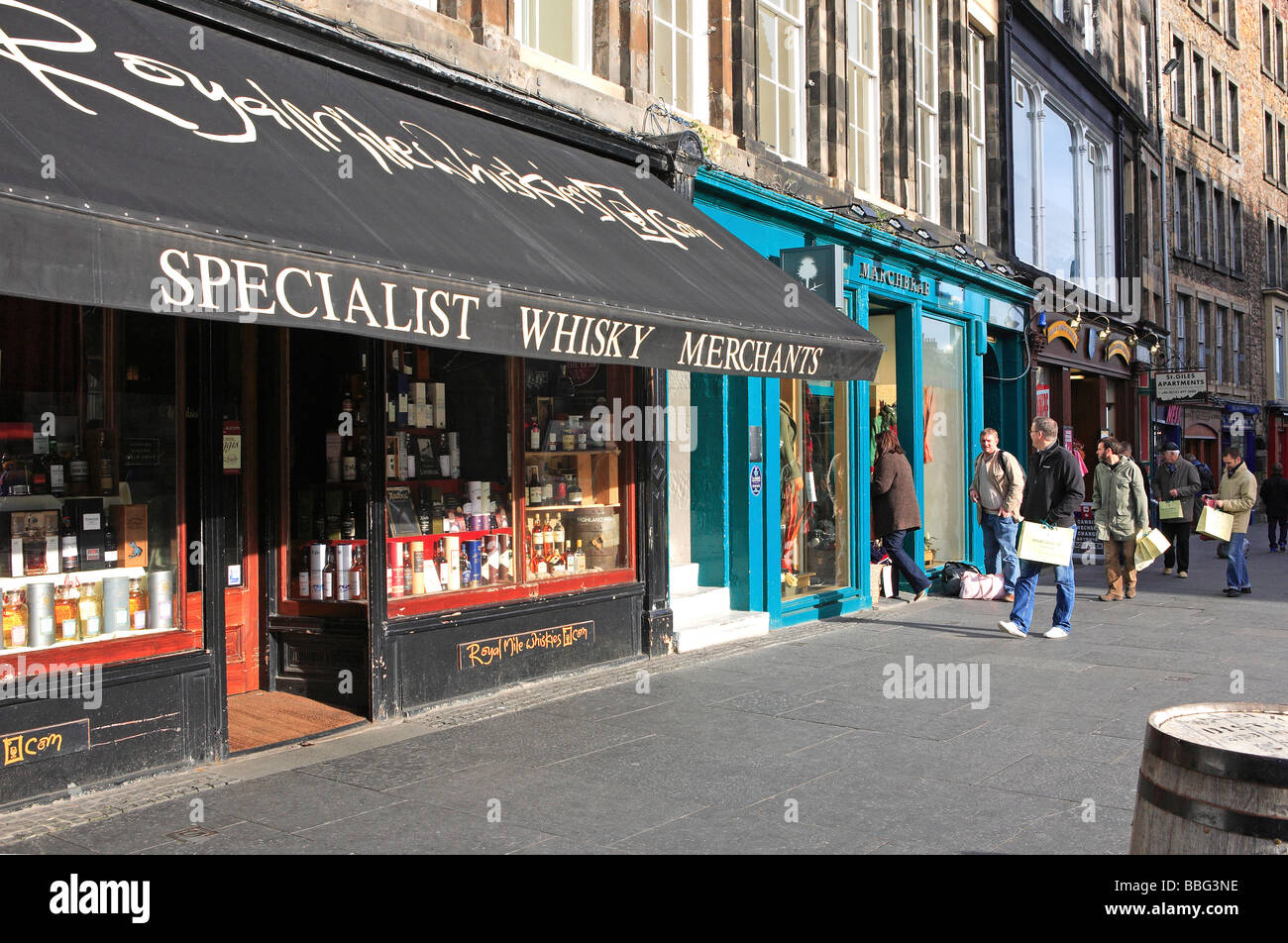 Royal Mile, Whisky-Shop Stockfoto