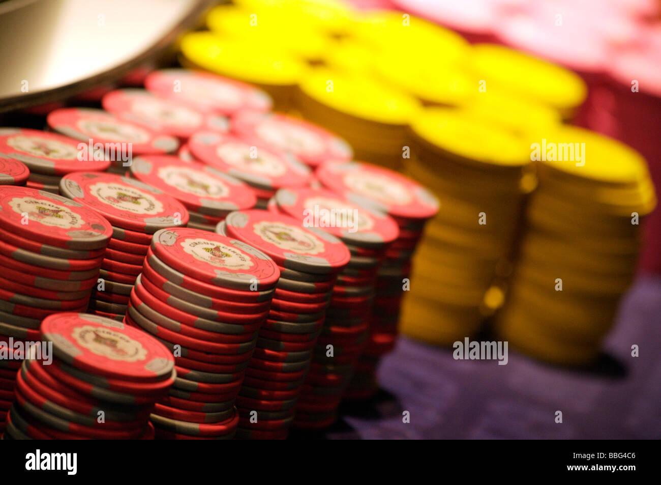 Chips Las Vegas Roulette spielen Stockfoto