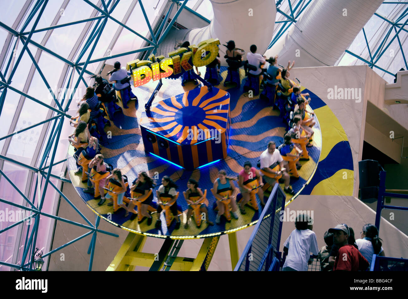 Disko-Kirmes-Fahrt im Circus Circus Las Vegas Stockfoto