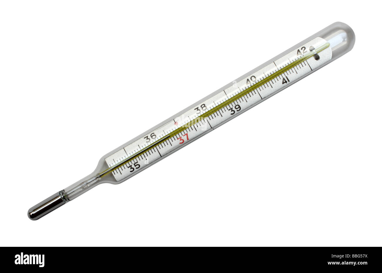 Medizin-Thermometer isoliert auf weiss Stockfoto