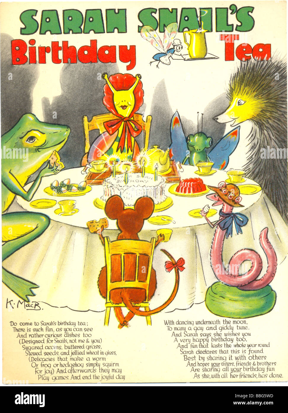 Kinder Geburtstagskarte von Onkel Mack am Sonntag Express postally verwendete 1933 Stockfoto