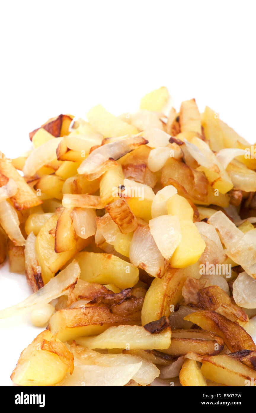 Objekt auf weißen essen gebratene Kartoffeln Stockfoto