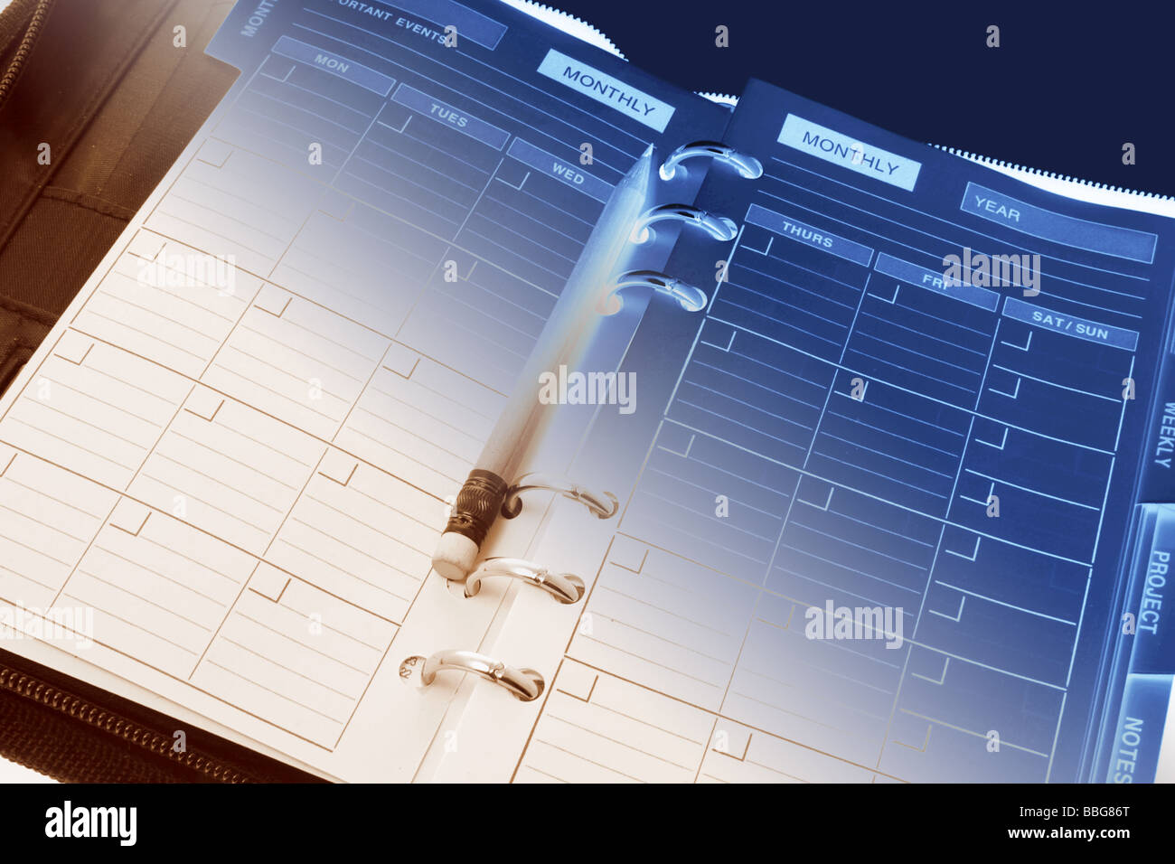 Tasche Organizer und Bleistift Stockfoto