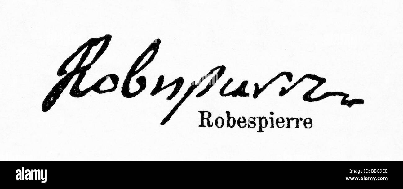 Signatur von Maximilien Robespierre Stockfoto